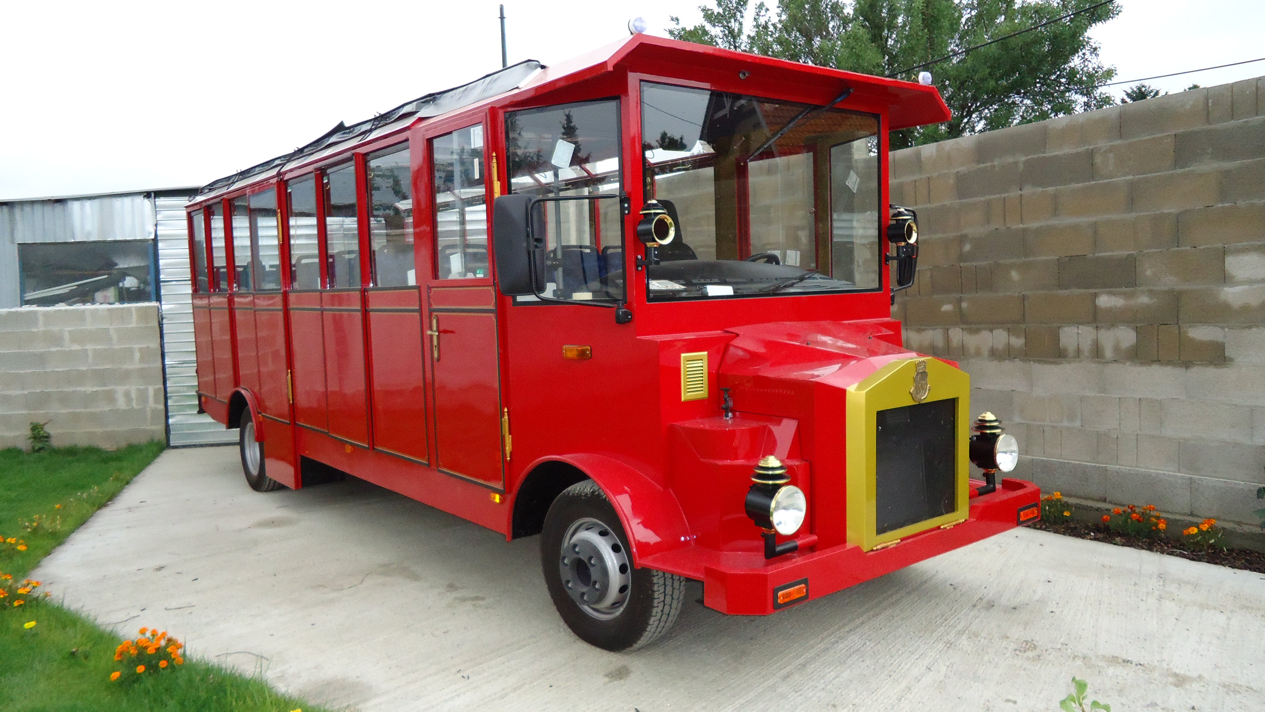 Tourist train Oldbus operated in Bratislava.